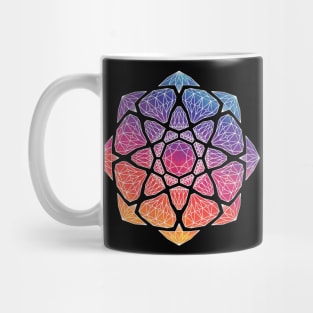 Sunset Watercolor Crystal Mandala - White Outline Mug